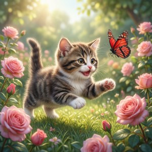 Kitten and Butterfly