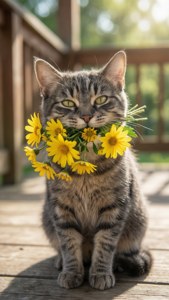 Kitty with Daisies