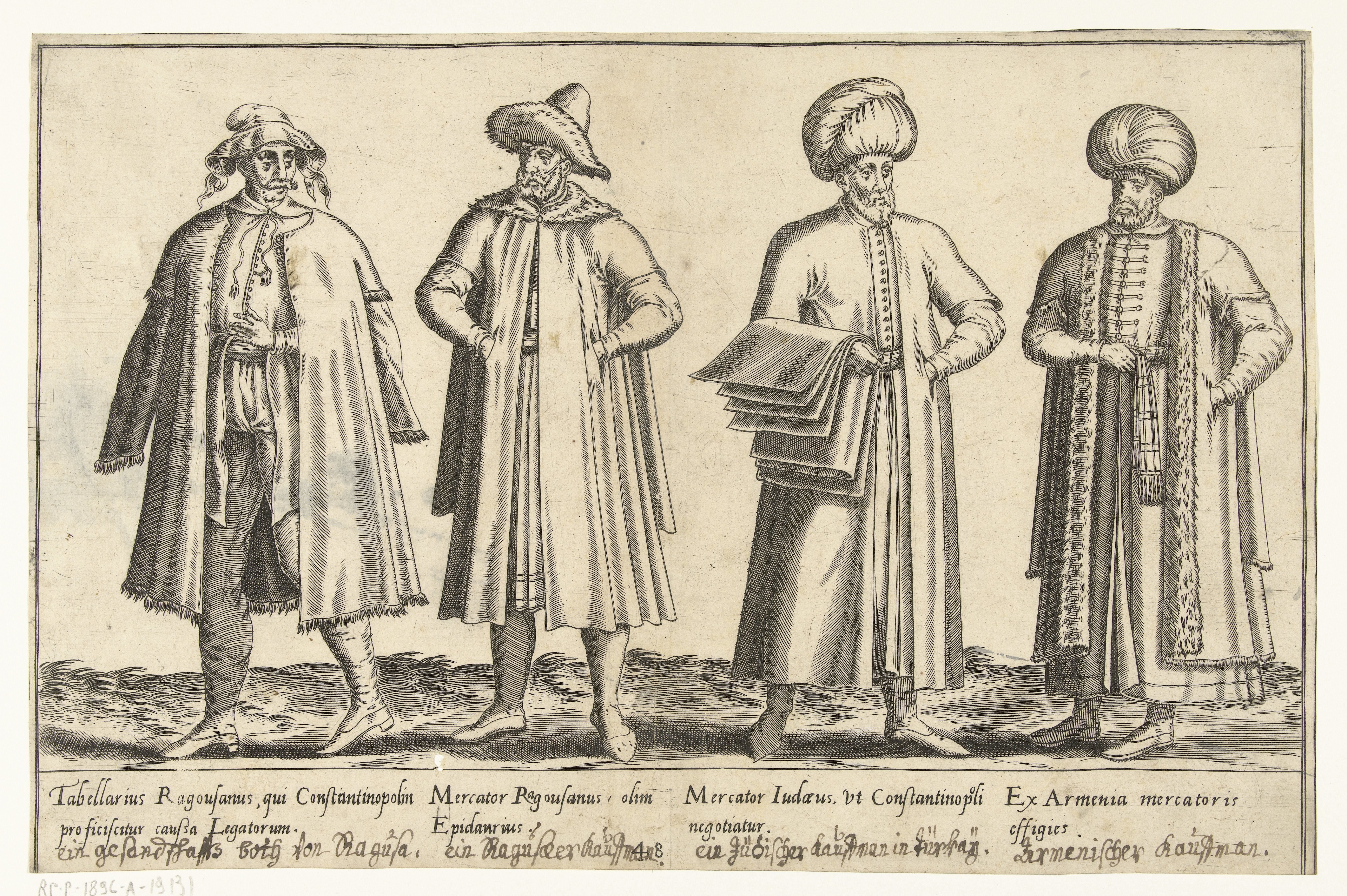 Kleding van handelaren in Constantinopel rond 1580 by Abraham de Bruyn