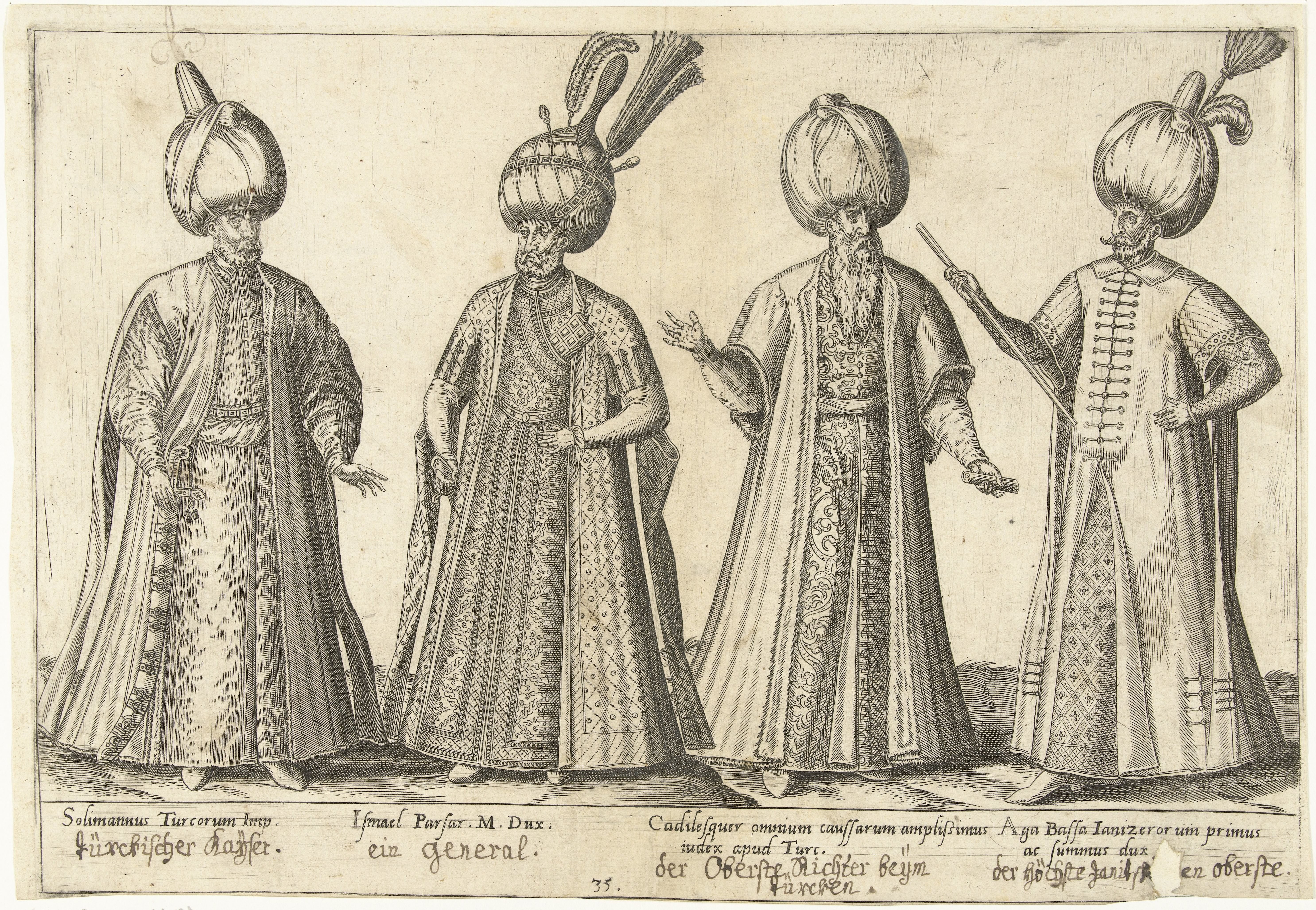 Kleding van Ottomaanse hoogwaardigheidsbekleders rond 1580 by Abraham de Bruyn