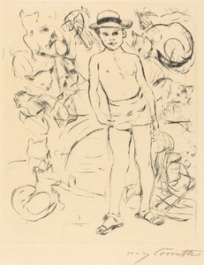 Knabe mit Badehose und Strohhut (Boy Wearing Bathing-Trunks and Straw Hat)