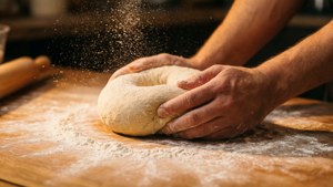 Kneading Bagel Dough