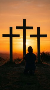 Kneeling at Sunset
