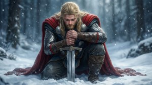 Kneeling in Snow