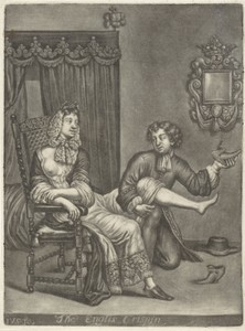 Knielende jongeman bij een vrouw