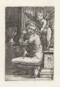 Knielende Venus met Cupido