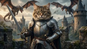 Knight Catdog Fantasy Battle