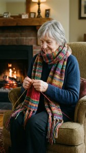 Knitting by the Fire