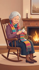 Knitting by the Fire
