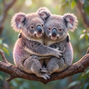 Koalas Cuddling Heart