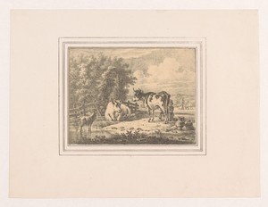 Koe wordt gemolken in een landschap
