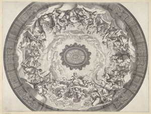 Koepeldecoratie met aanbidding van het Lam Gods