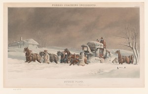 Koets vast in de sneeuw