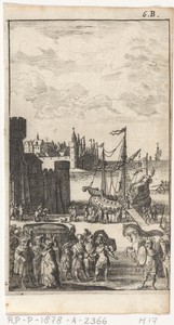 Koetsen bij een aangemeerd schip