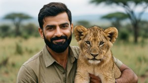 Kohli with Lion Cub