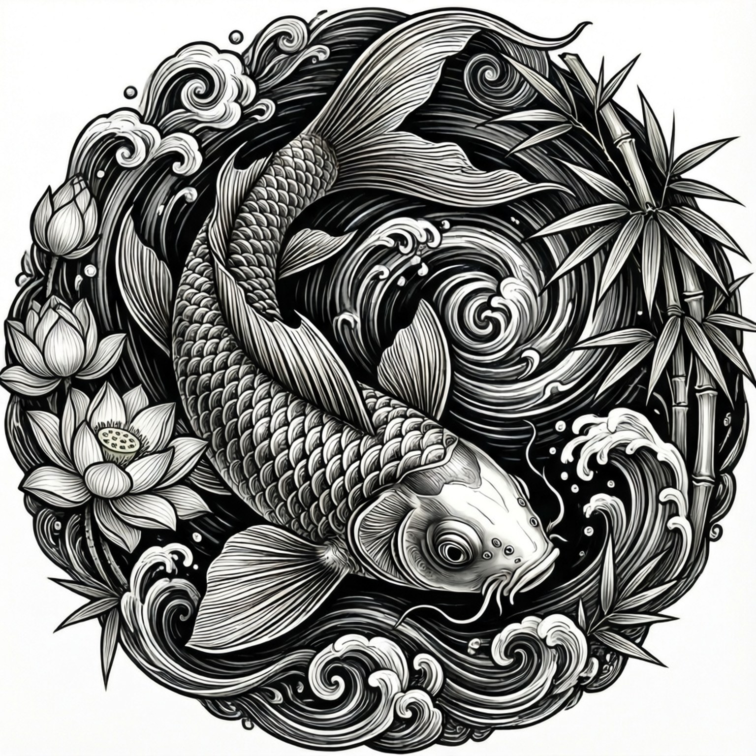 Koi and Lotus Zen by Wallpapers.art Studio