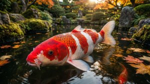 Koi in Autumn Garden