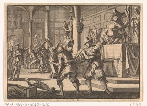 Koning Frederik van Bohemen laat de beelden uit de Slotkerk te Praag verwijderen, 1619