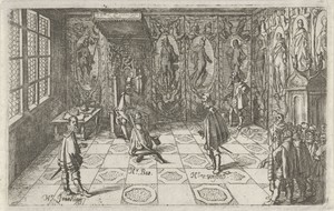 Koning Gustaaf II Adolf slaat de heer Bas tot ridder