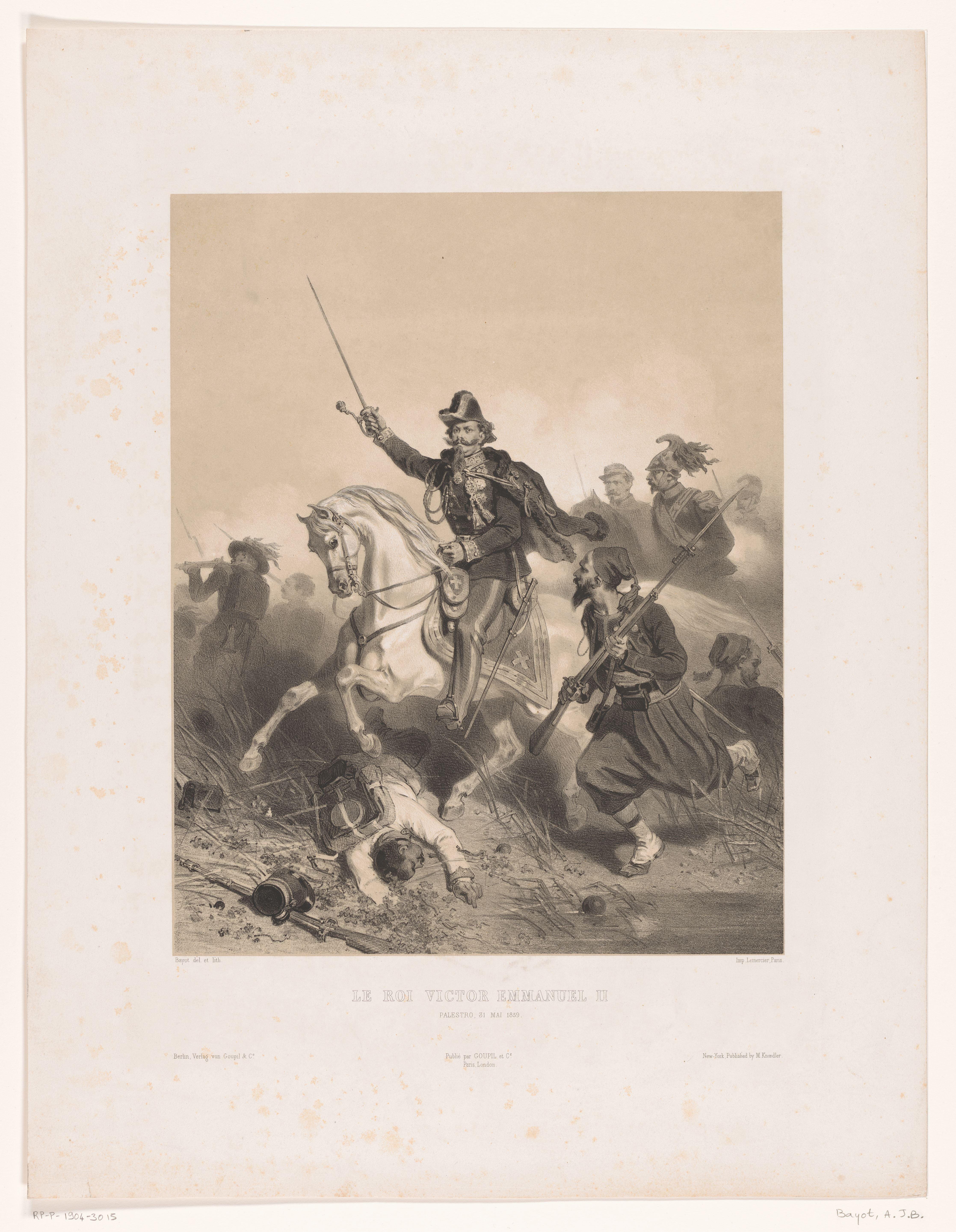 Koning Victor Emanuel II van Italië tijdens de Slag bij Palestro by Adolphe-Jean-Baptiste Bayot