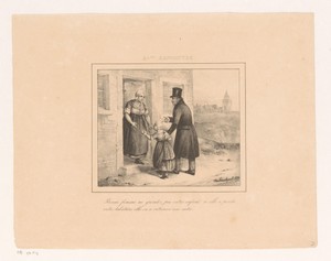 Koning Willem I brengt een meisje terug naar haar huis