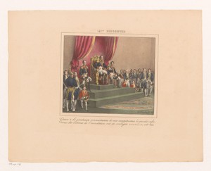 Koning Willem I geeft dank voor de hulp verleend aan de slachtoffers van de watersnood van 1826, 1829