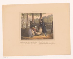 Koning Willem I helpt een vrouw, 1829