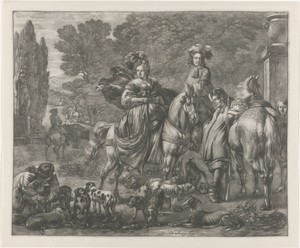 Koning Willem III en Maria II Stuart rusten tijdens de jacht