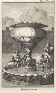 Koperen wasvat of spoelbekken in de hof van het tabernakel