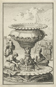 Koperen wasvat of spoelbekken in de hof van het tabernakel