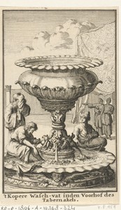 Koperen wasvat of spoelbekken in de hof van het tabernakel