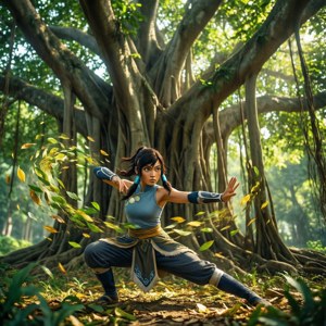 Korra Airbending in Forest