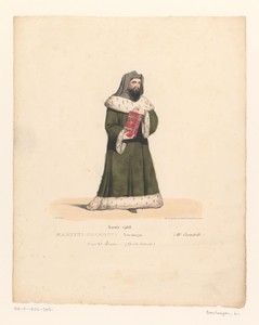 Kostuum van de astroloog Galeotti Martivalle uit het drama Louis XI à Péronne