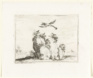 Kraanvogel met een steen in de snavel