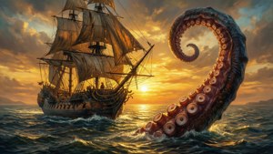 Kraken Encounter at Sunset