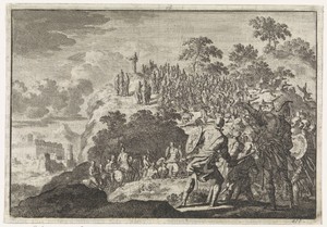 Krijgslieden van stadhouder Felix vallen een volksmenigte op de Olijfberg aan