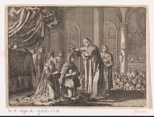 Kroning van Willem III en Maria II Stuart door de aartsbisschop van Canterbury, 1689