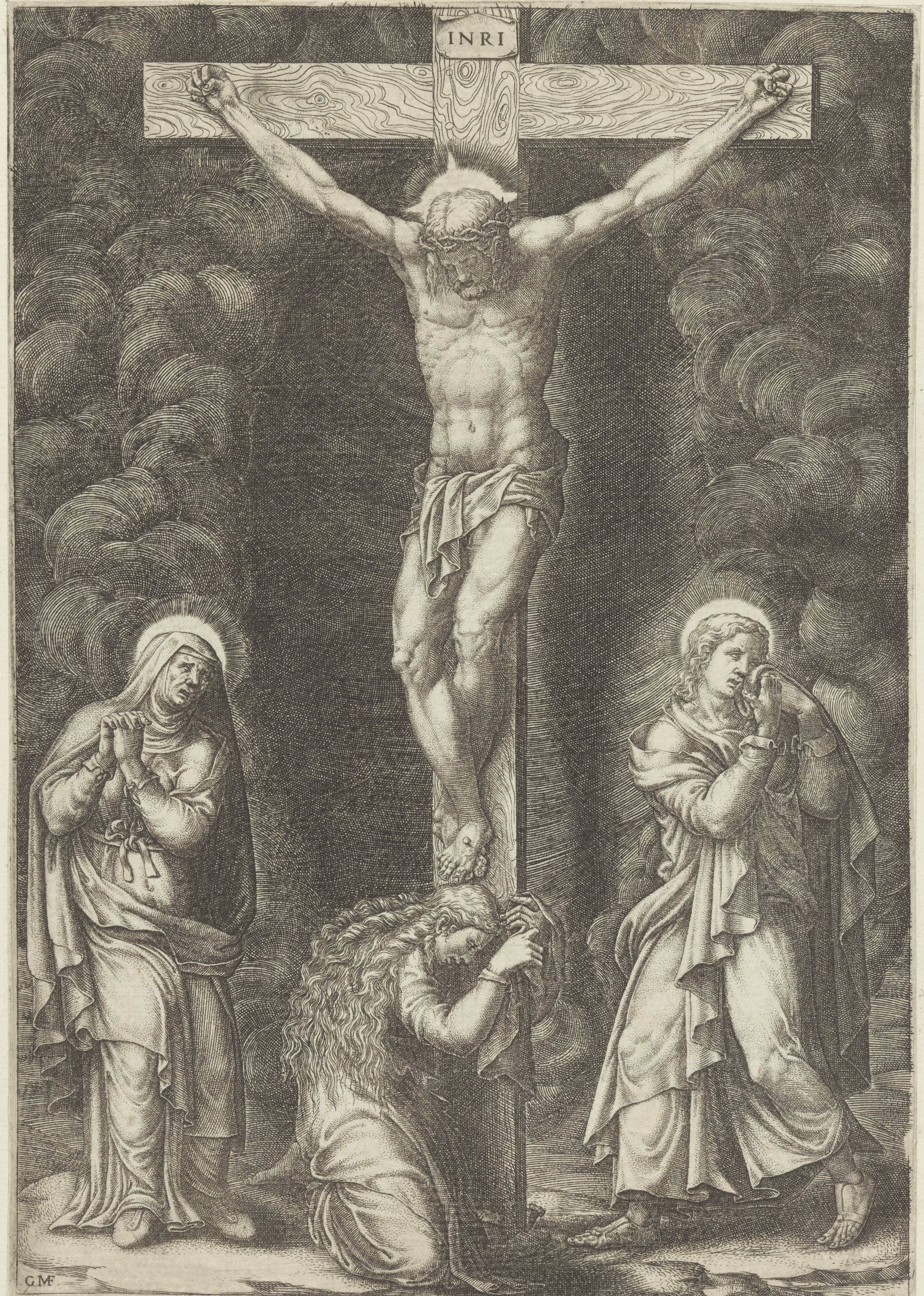 Kruisiging van Christus by Giorgio Ghisi