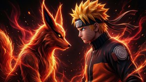 Kurama and Naruto Silhouette