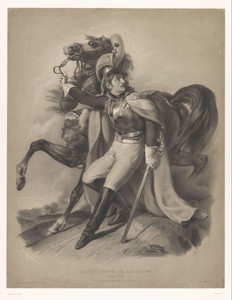 Kurassier naast zijn paard
