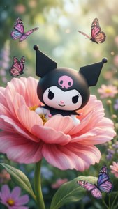 Kuromi in Whimsical Garden