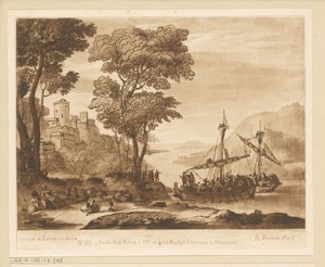 Kustlandschap met aankomst van Aeneas in Pallanteum