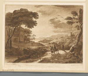 Kustlandschap met de vlucht naar Egypte en een engel