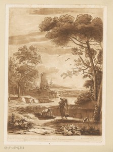 Kustlandschap met Tobias en de engel