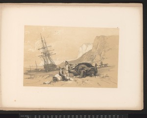 Kustlandschap met twee figuren bij een boot