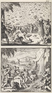 Kwartels in de woestijn / Mozes slaat water uit de rots