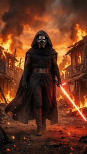 Kylo Ren in Burning Village