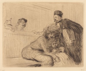 L'avocat parlant au prévenu (1ère planche) (The Lawyer Talking to the Prisoner) (first plate)