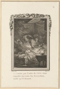 La Famine par l'ordre de Cérès vient répandre son venin sur Eresicthon, tandis qu'il dormoit