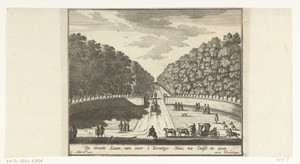 Laan met rijtuigen en wandelaars op Honselaarsdijk